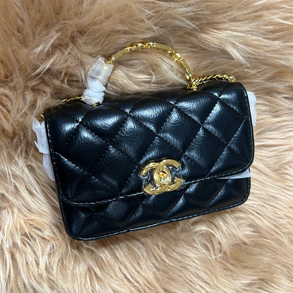 New❤️ Black Quilted Leather Bag( not authentic) no return - Picture 3 of 17